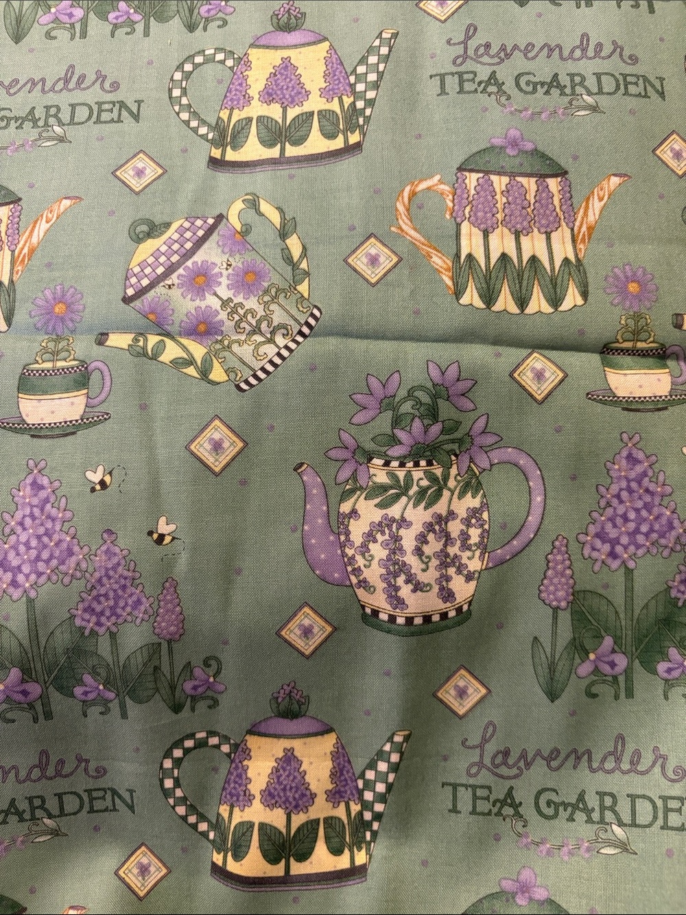Vintage Debbie Mumm Fabric 1 Yard "Lavender Tea Garden" SSI 2001 – Out of Print